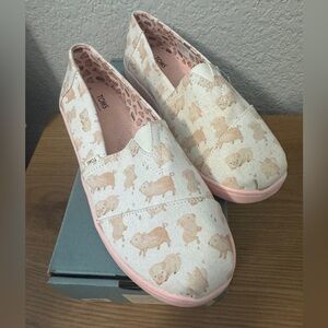TOMS Pink Year Of The Pig Print Canvas Shoe